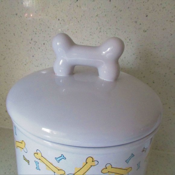 Stoneware Dog Treat Jar or Cookie Jar w/ Bone Lid - Picture 4 of 11